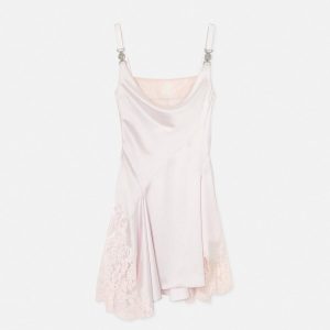 Lace-Trim Satin Mini Dress