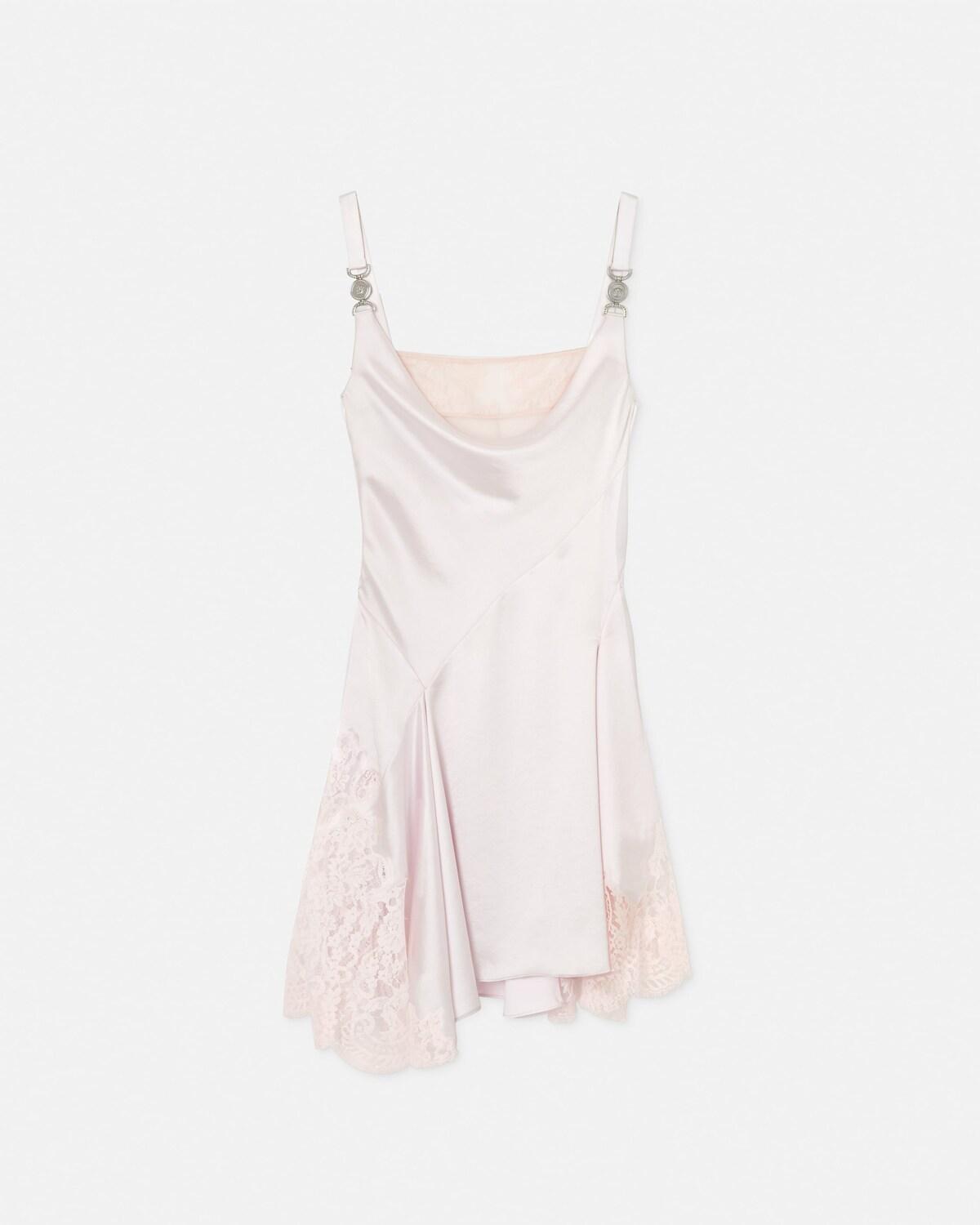 Lace-Trim Satin Mini Dress