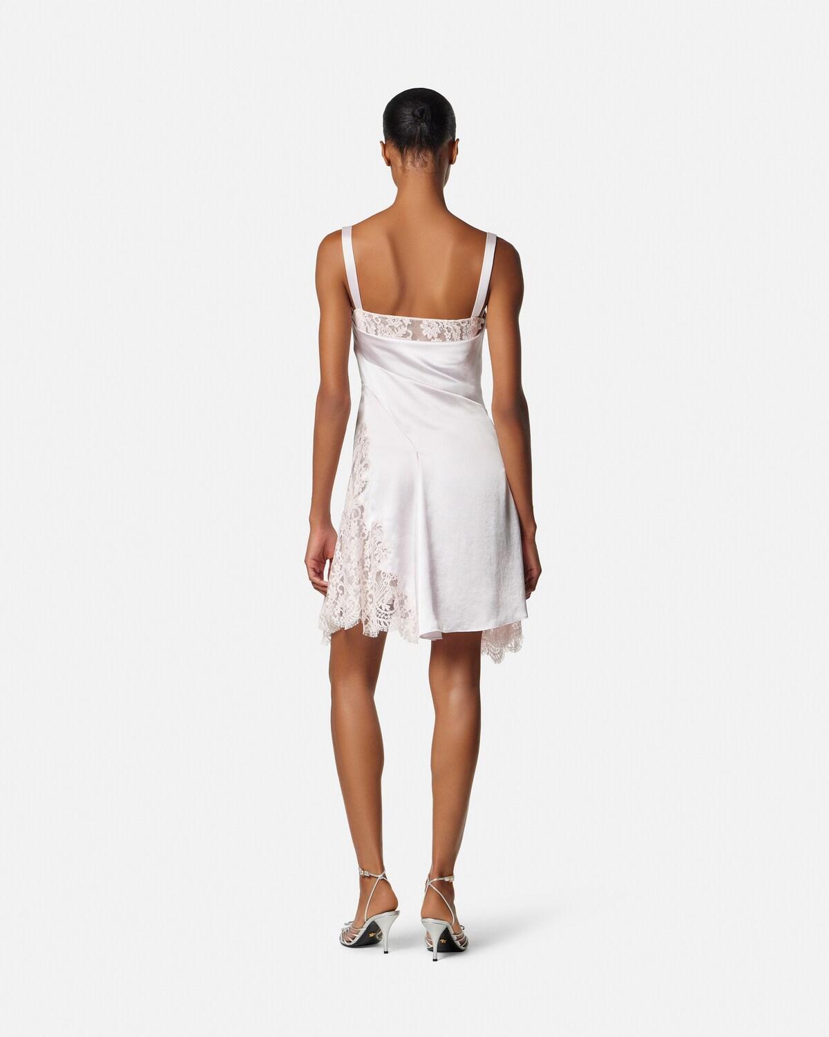 Lace-Trim Satin Mini Dress - Image 5