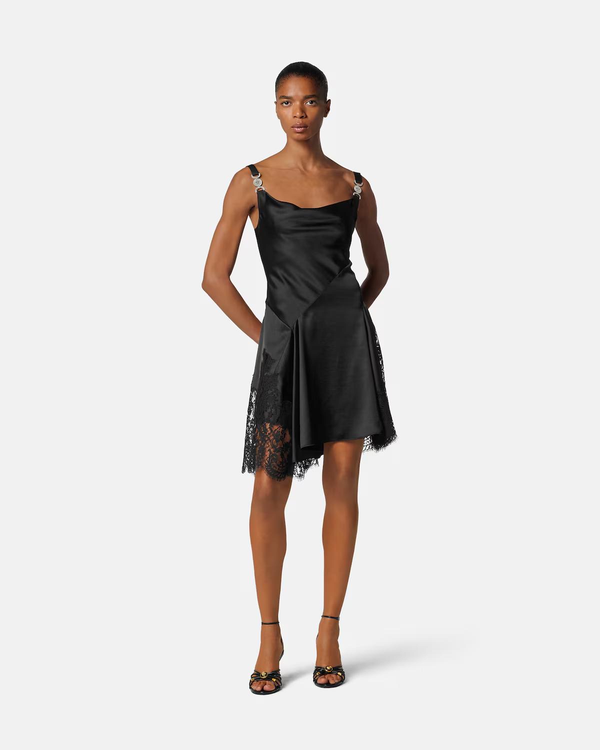 Lace-Trim Satin Mini Dress - Image 2