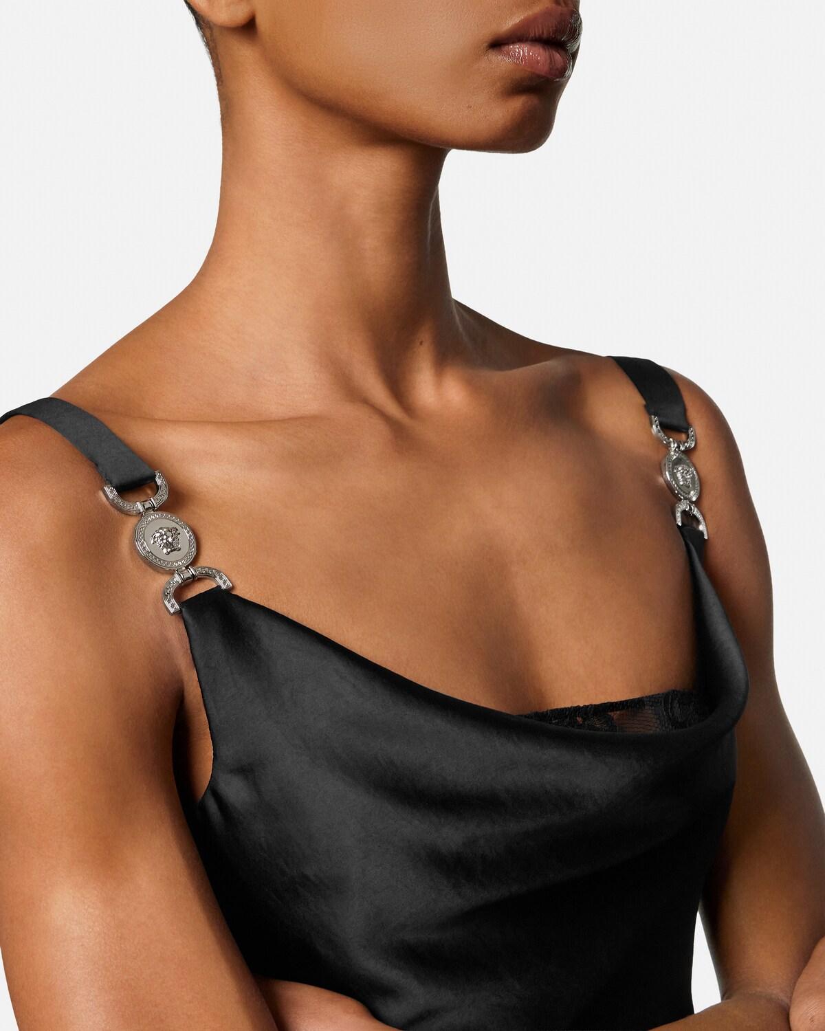 Lace-Trim Satin Mini Dress - Image 3