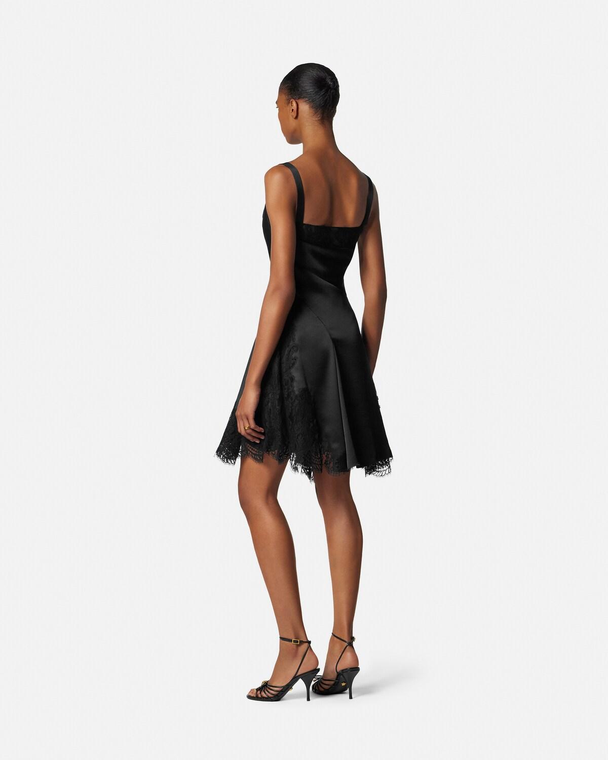 Lace-Trim Satin Mini Dress - Image 5