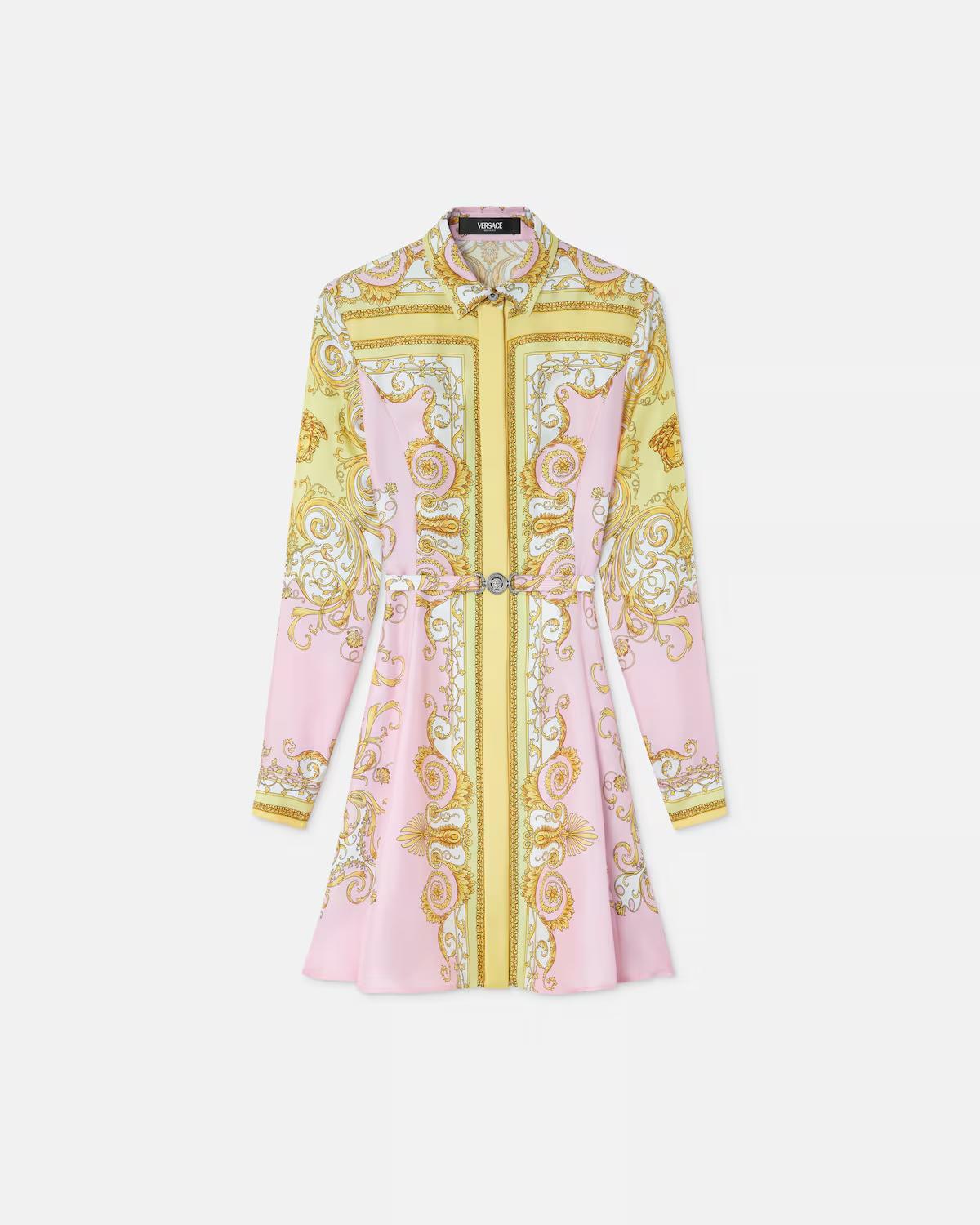 Printed Silk Twill Mini Shirt Dress