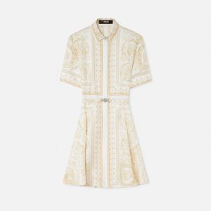 Printed Silk Twill Mini Shirt Dress