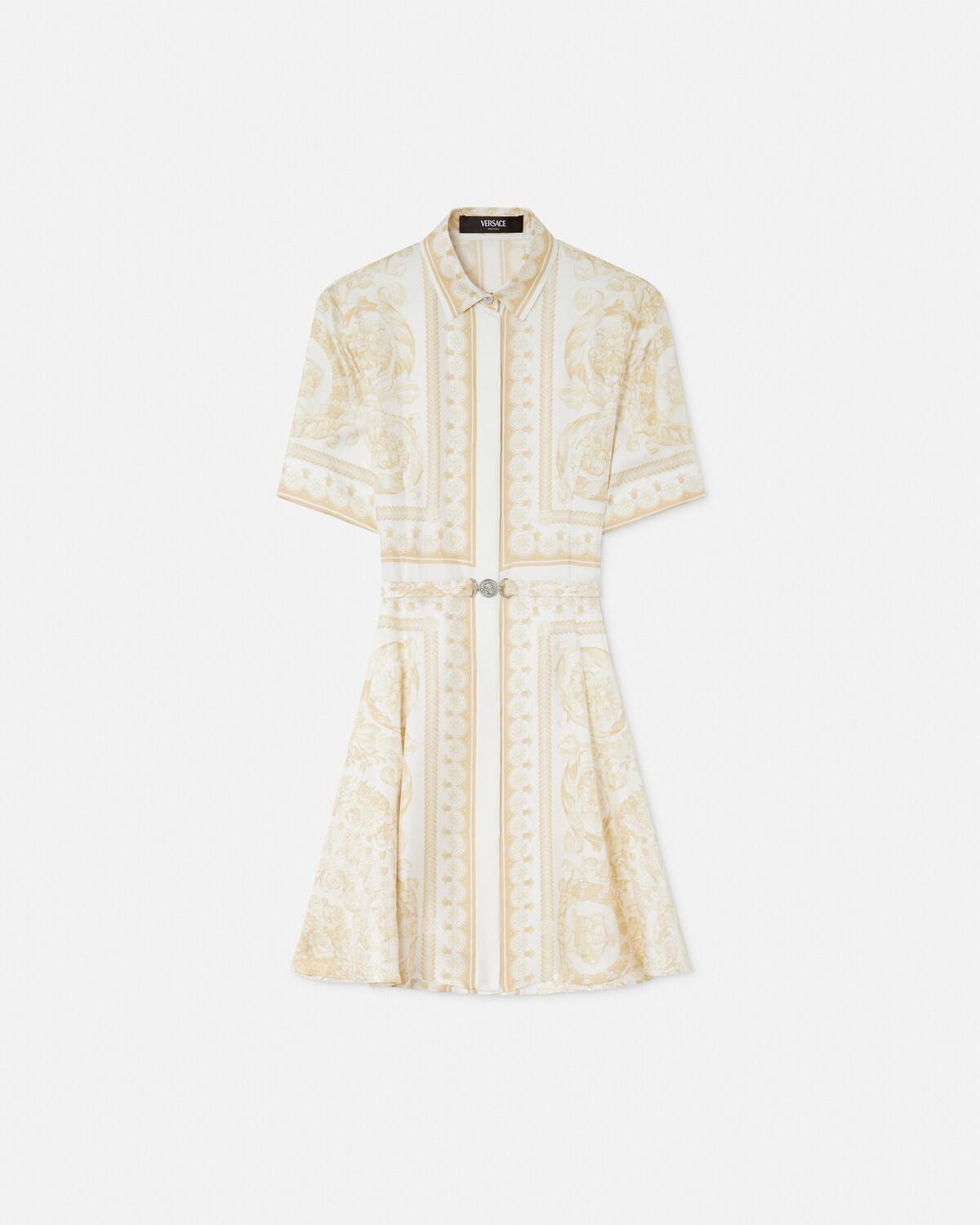 Printed Silk Twill Mini Shirt Dress