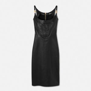 Leather Corset Midi Dress