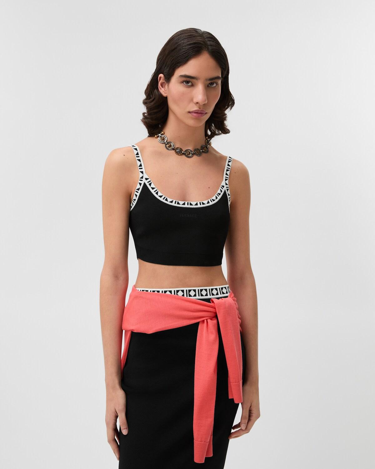 Viscose-Blend Jacquard Crop Top - Image 2
