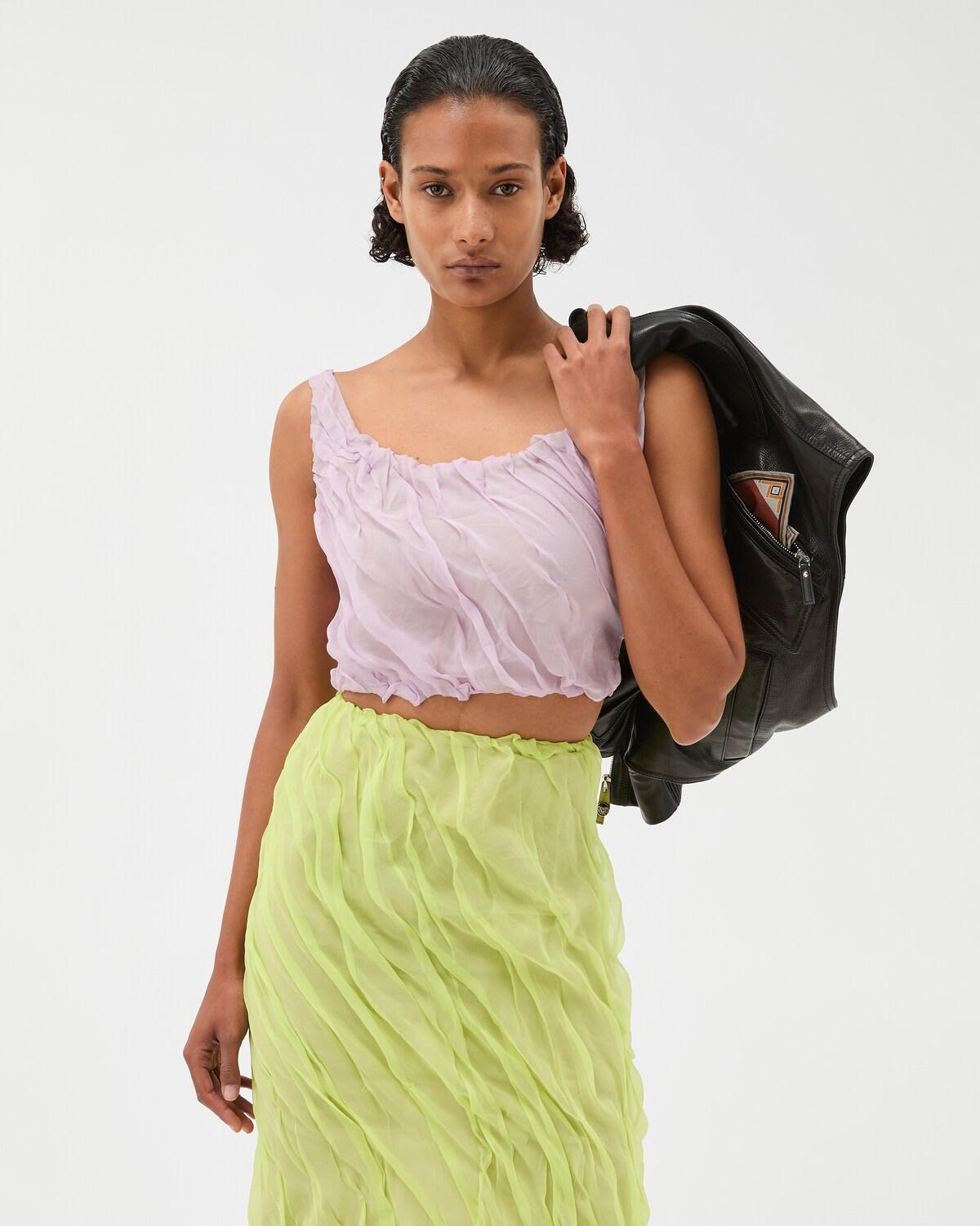 Silk-Chiffon Draped Top - Image 2