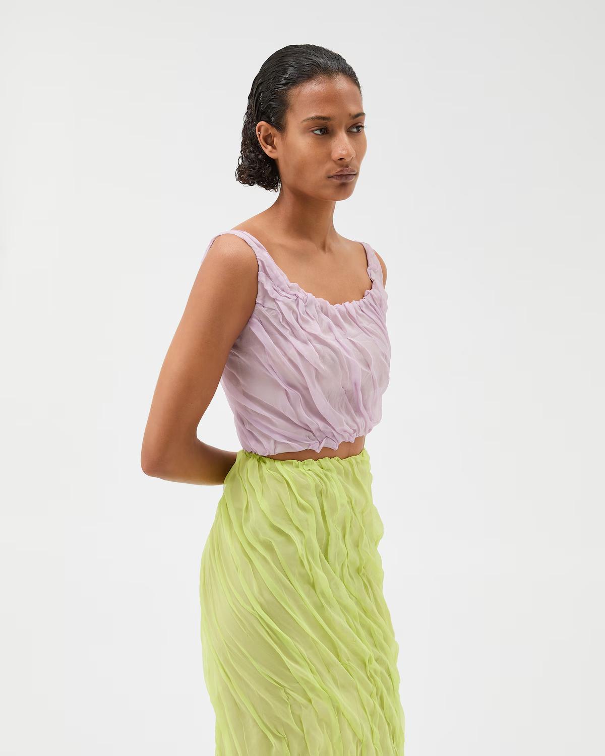 Silk-Chiffon Draped Top - Image 4