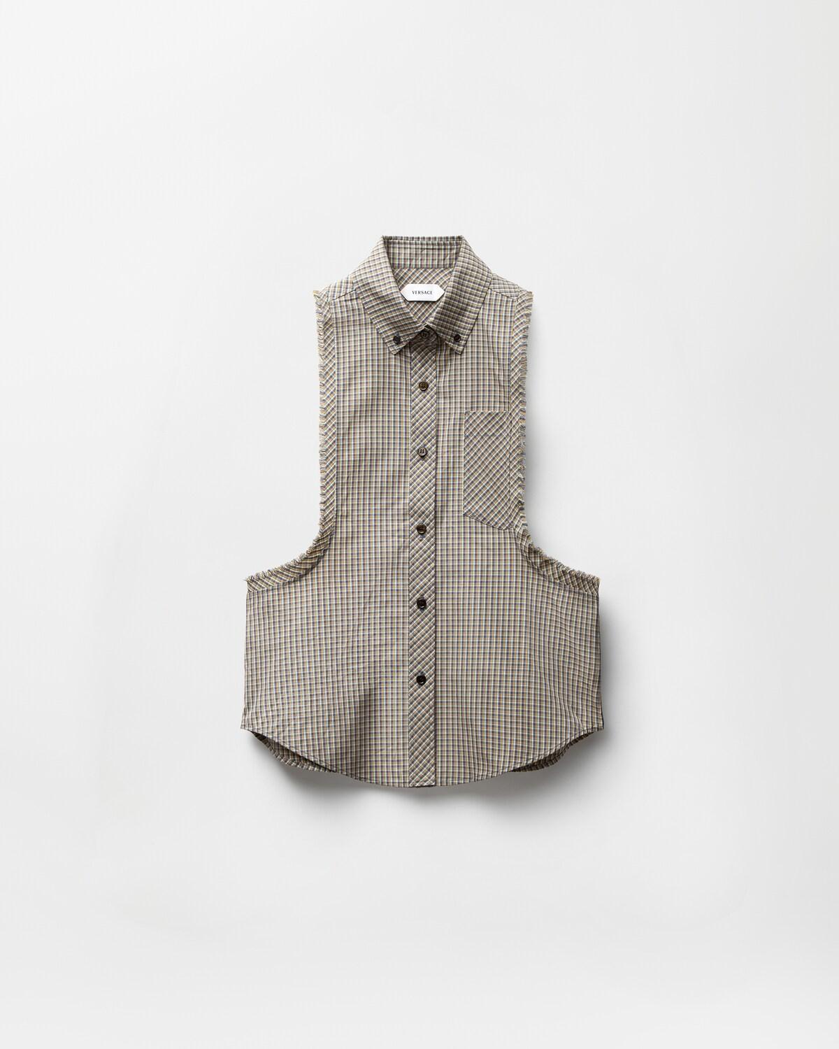 Micro-Check Cotton-Poplin Sleeveless Shirt