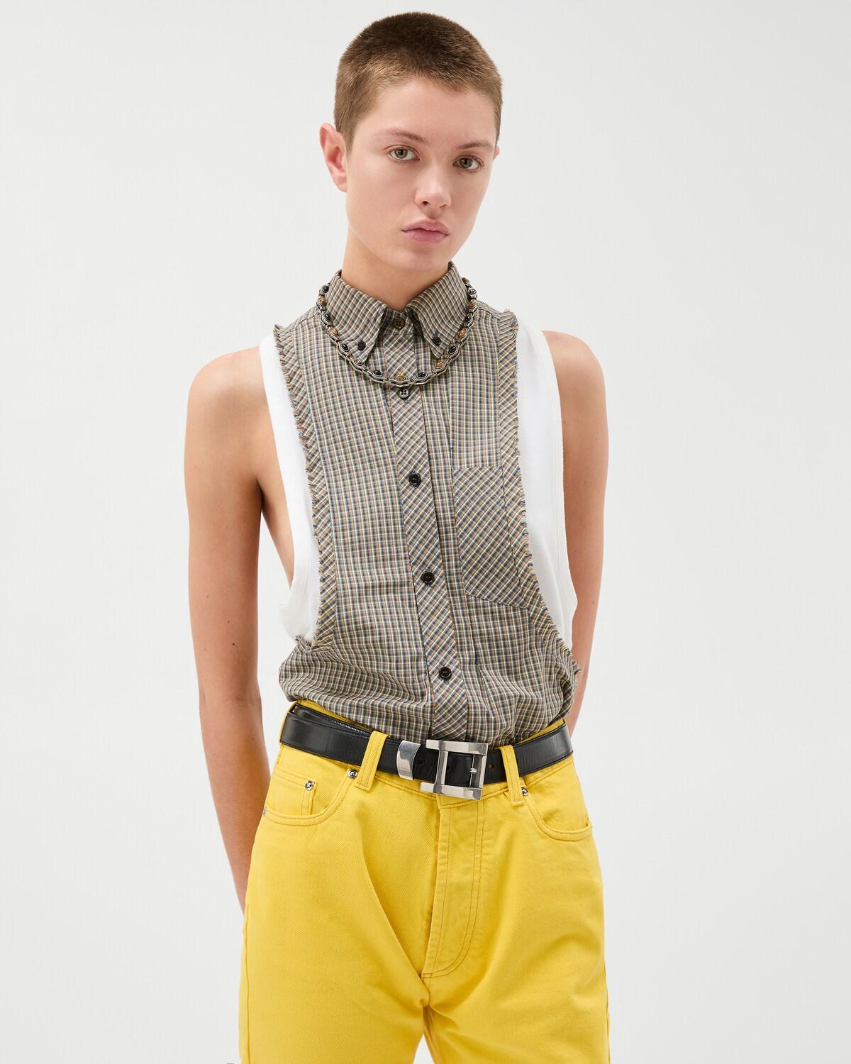 Micro-Check Cotton-Poplin Sleeveless Shirt - Image 2