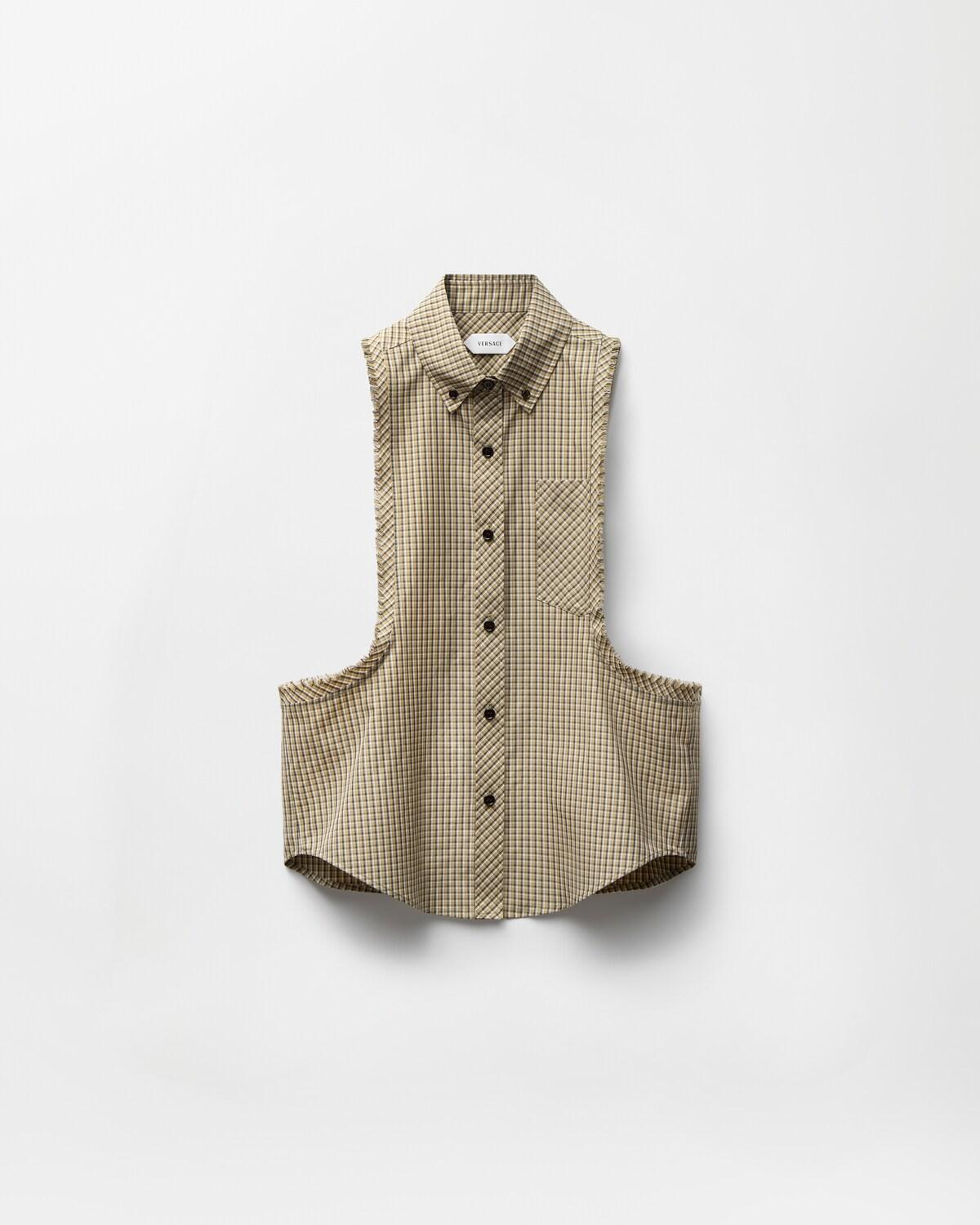 Micro-Check Cotton-Poplin Sleeveless Shirt