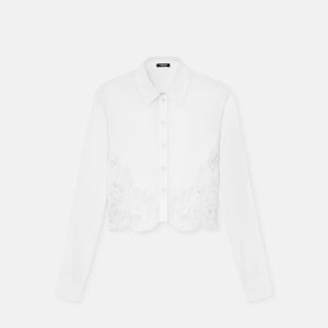 Lace-Trim Cotton-Poplin Shirt