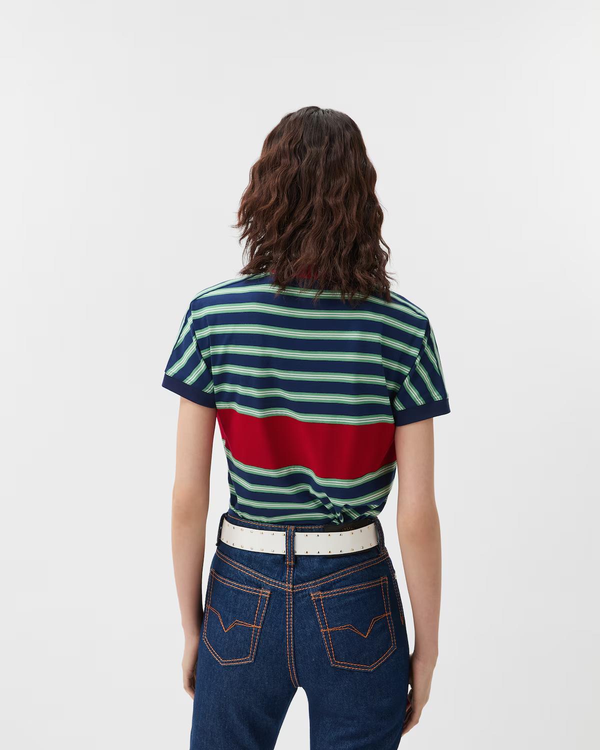Embroidered-Logo Striped-Intarsia Cotton T-Shirt - Image 3