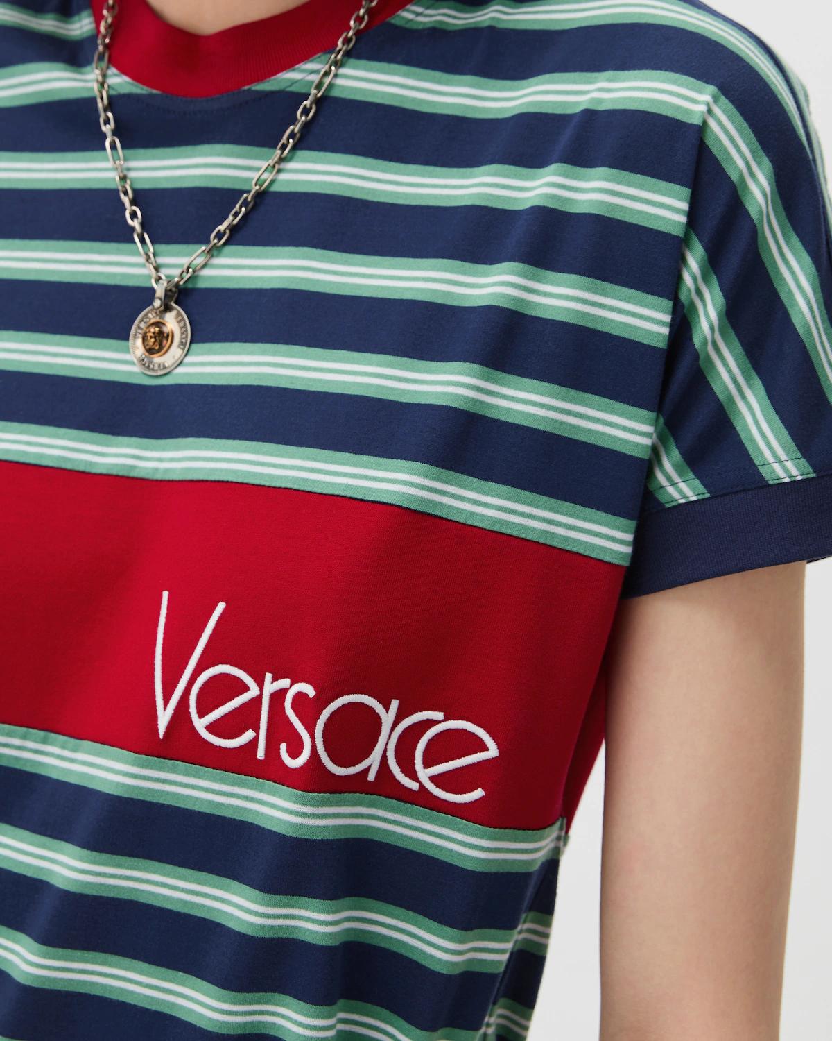 Embroidered-Logo Striped-Intarsia Cotton T-Shirt - Image 5