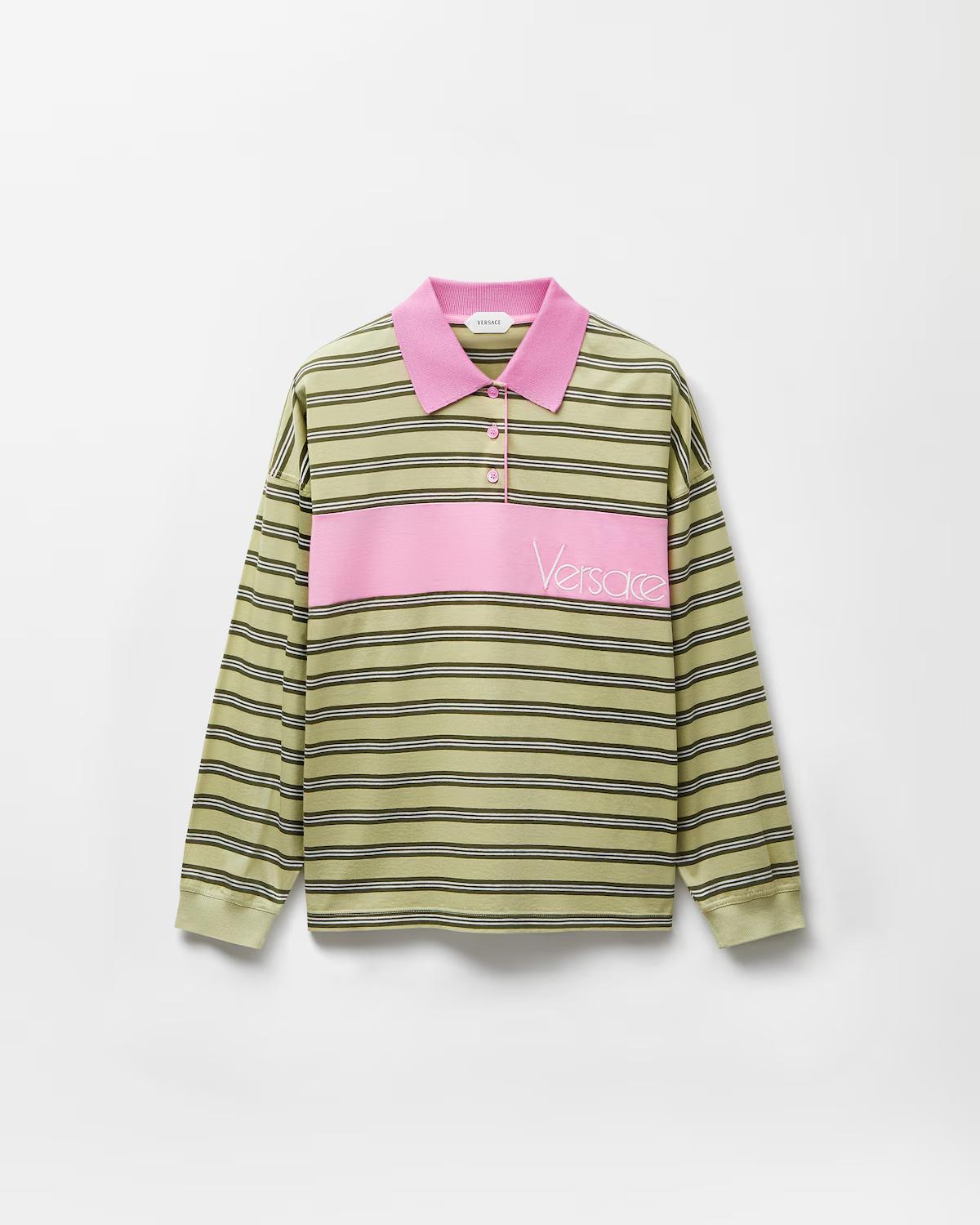 Embroidered-Logo Striped-Intarsia Cotton Polo