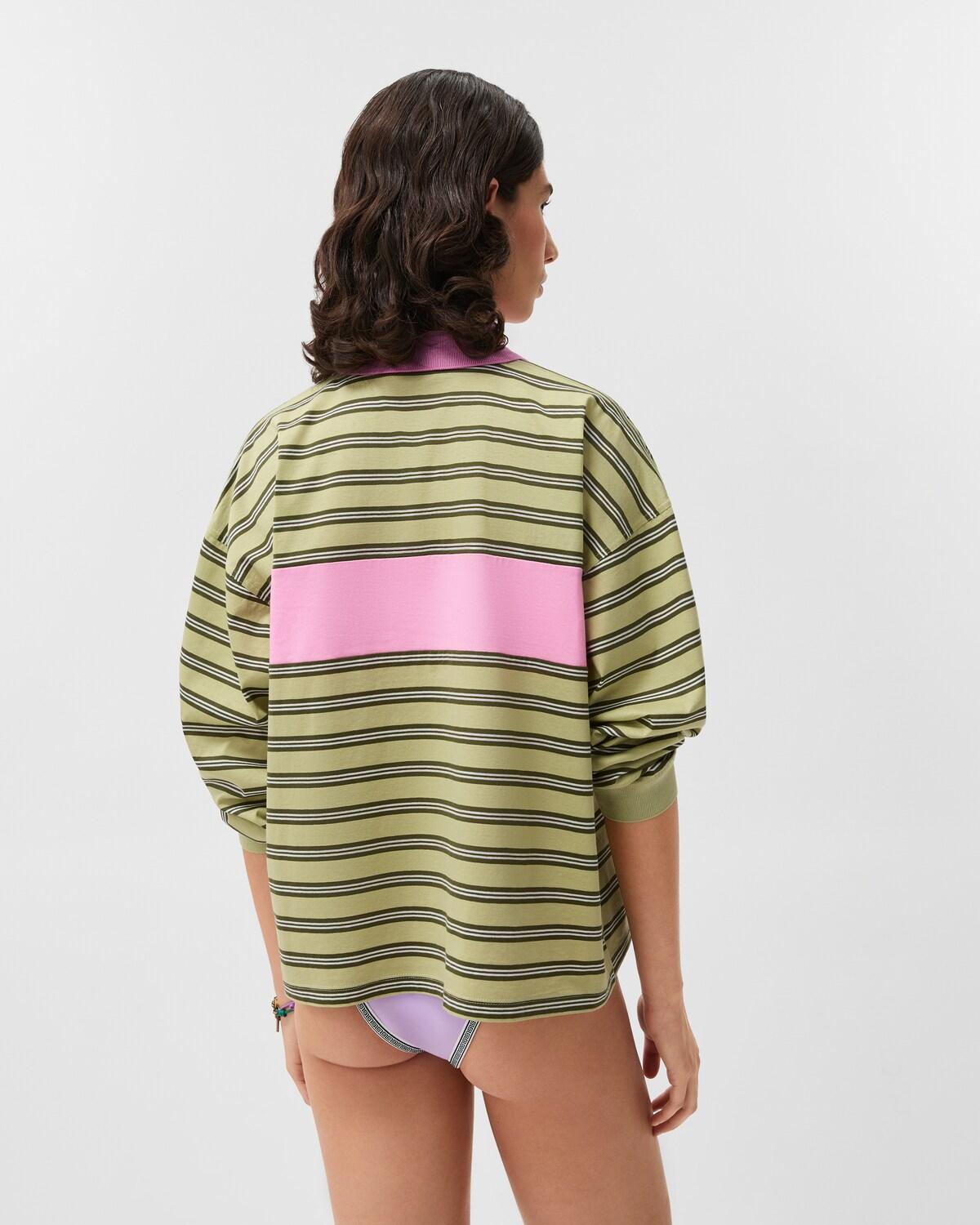 Embroidered-Logo Striped-Intarsia Cotton Polo - Image 3
