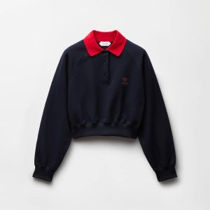 Embroidered Cotton-Jersey Polo Sweatshirt