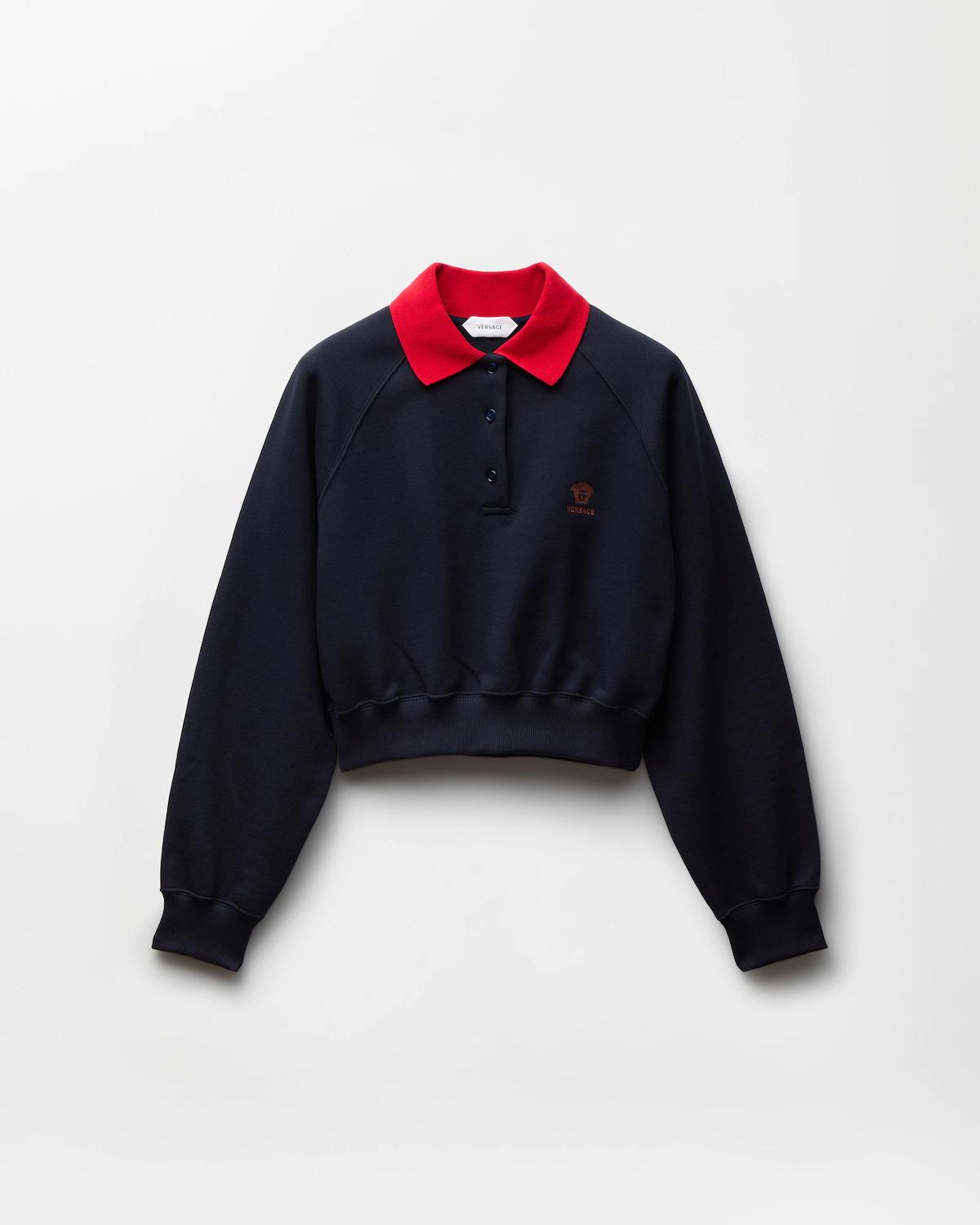 Embroidered Cotton-Jersey Polo Sweatshirt