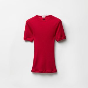 Embroidered Wool Ribbed Knit T-Shirt