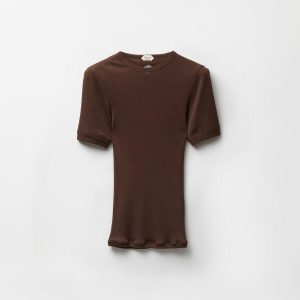 Embroidered Wool Ribbed Knit T-Shirt