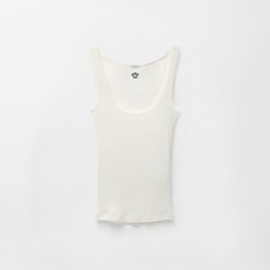 Embroidered Ribbed Wool Tank Top