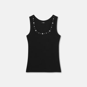 Embellished Ribbed Cotton-Jersey Top