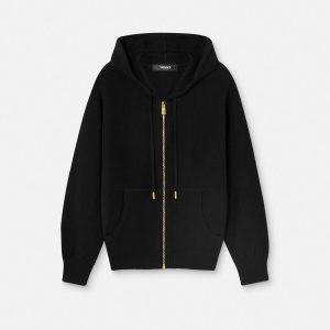 Cashmere-Wool Knit Zip Hoodie