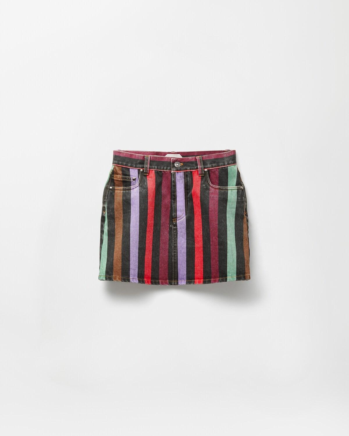 Striped Denim Mini Skirt