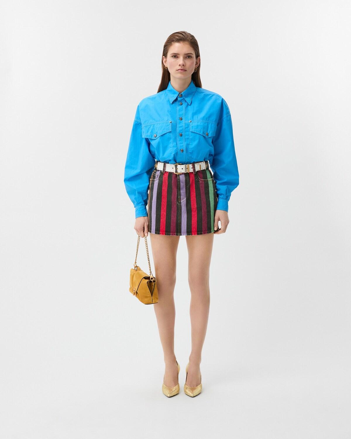 Striped Denim Mini Skirt - Image 2