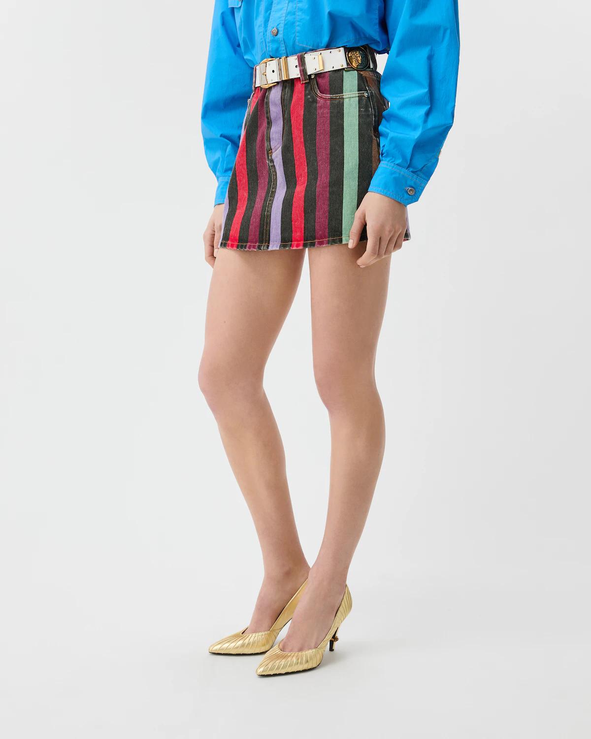 Striped Denim Mini Skirt - Image 4