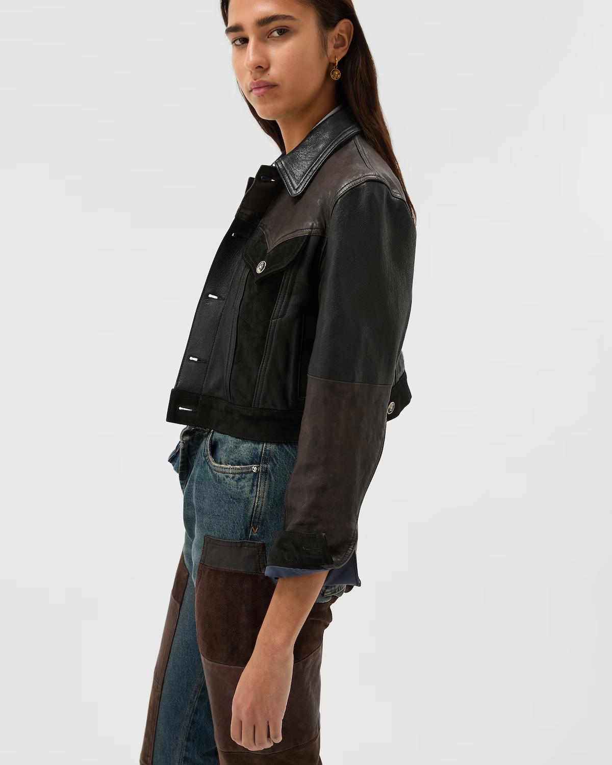 Leather Slim Blouson - Image 4