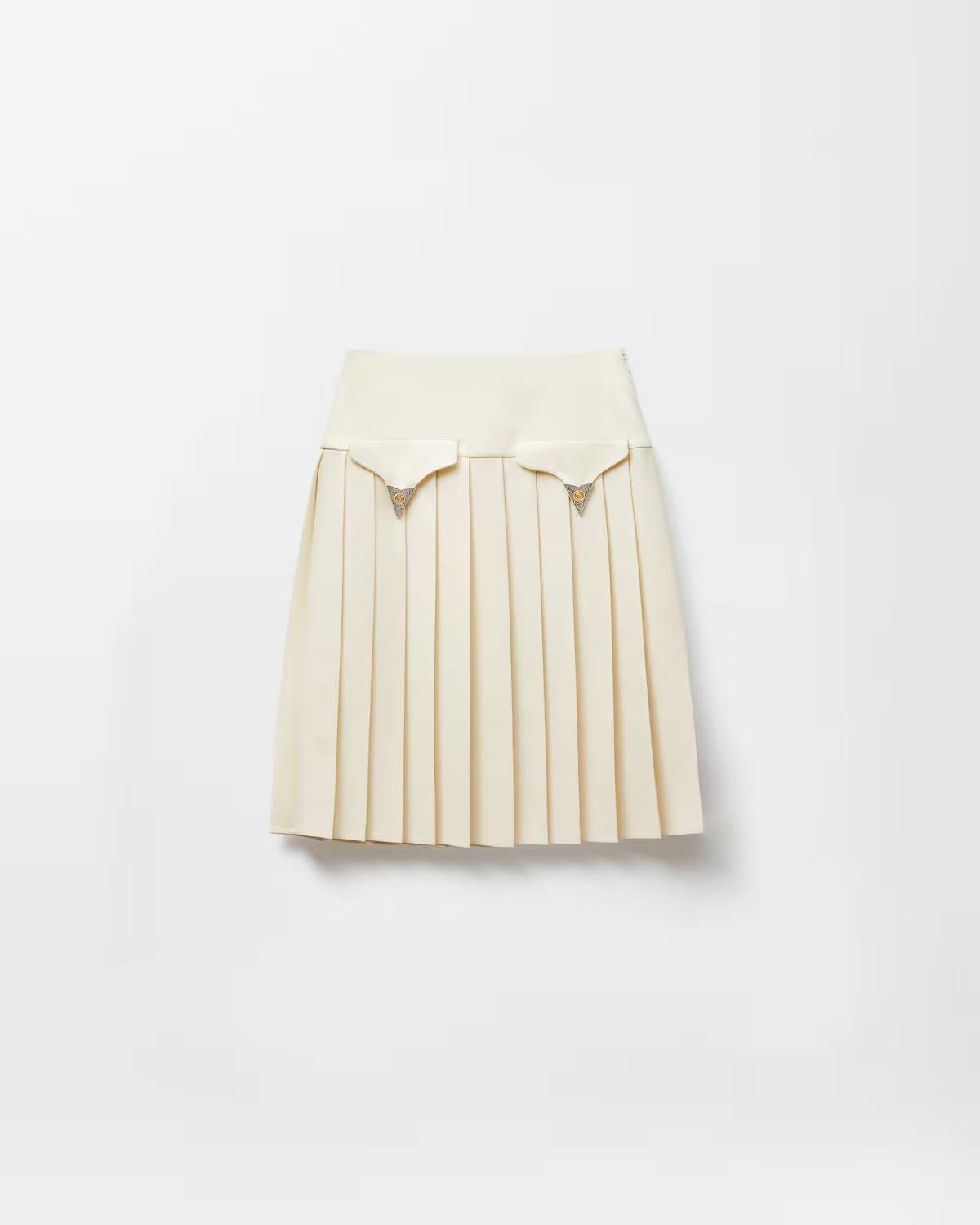 Pleated Wool Midi Skirt