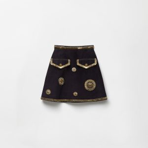 Embroidered Suede Mini Skirt