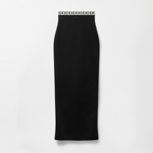Viscose-Blend Jacquard Long Skirt