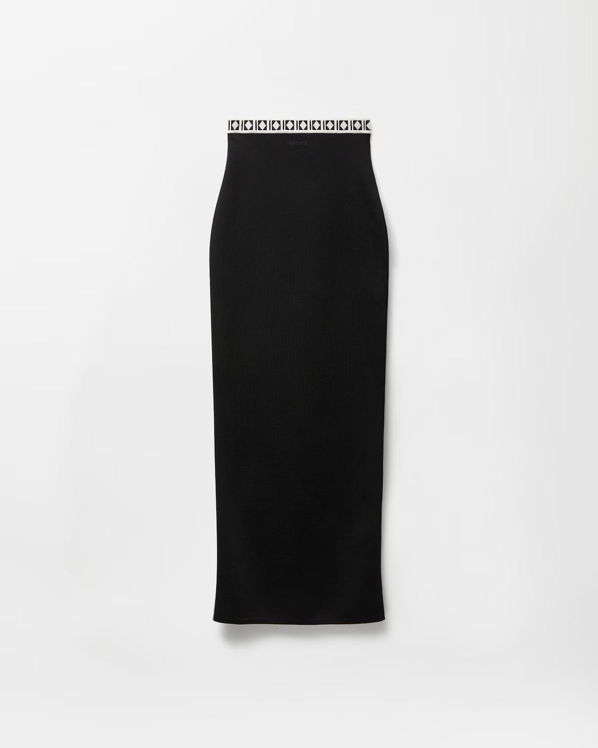 Viscose-Blend Jacquard Long Skirt