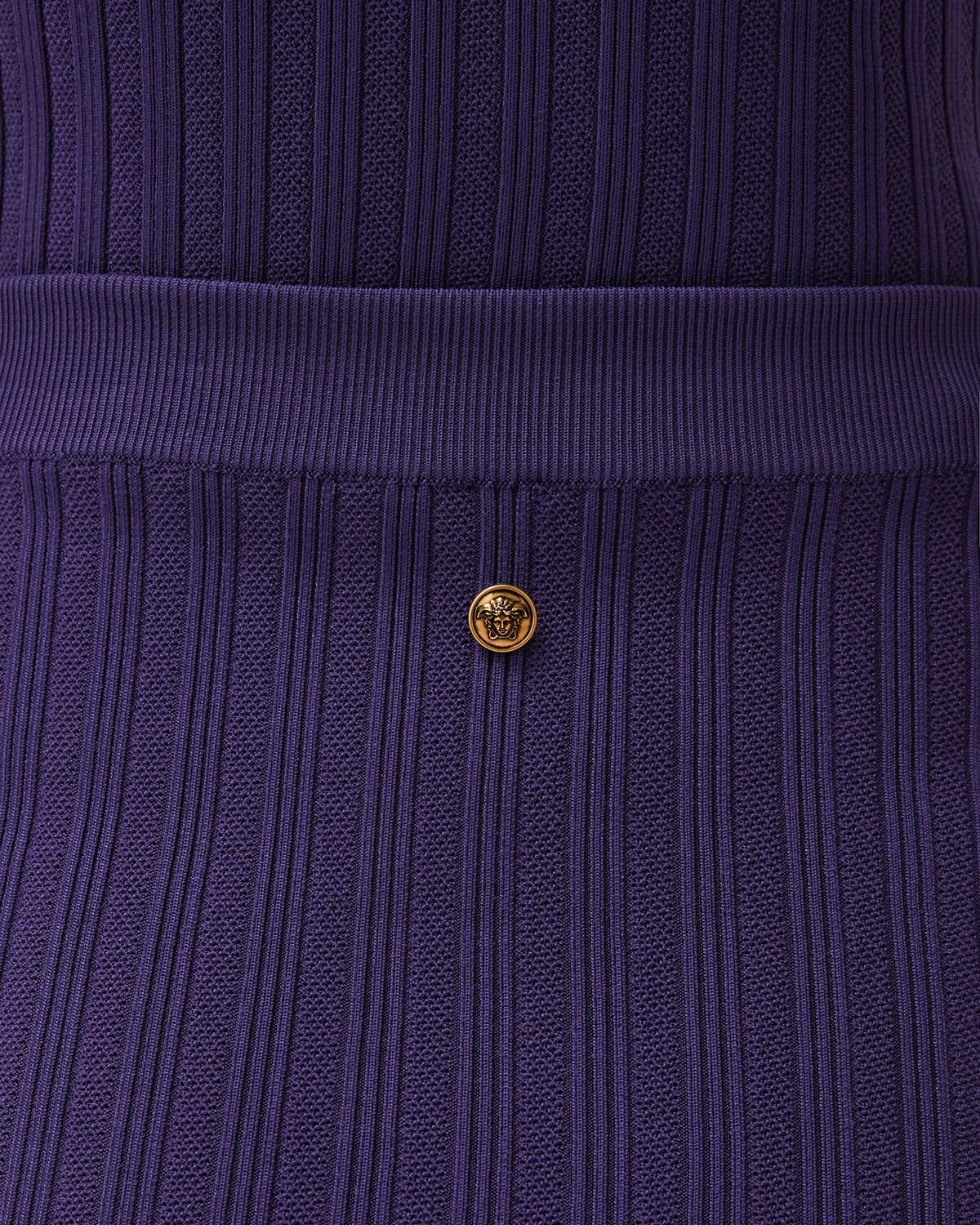 Stretch Viscose Mesh Ribbed Knit Midi Skirt - Image 5