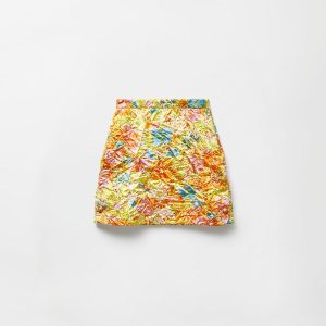 Printed Silk Duchesse Mini Skirt