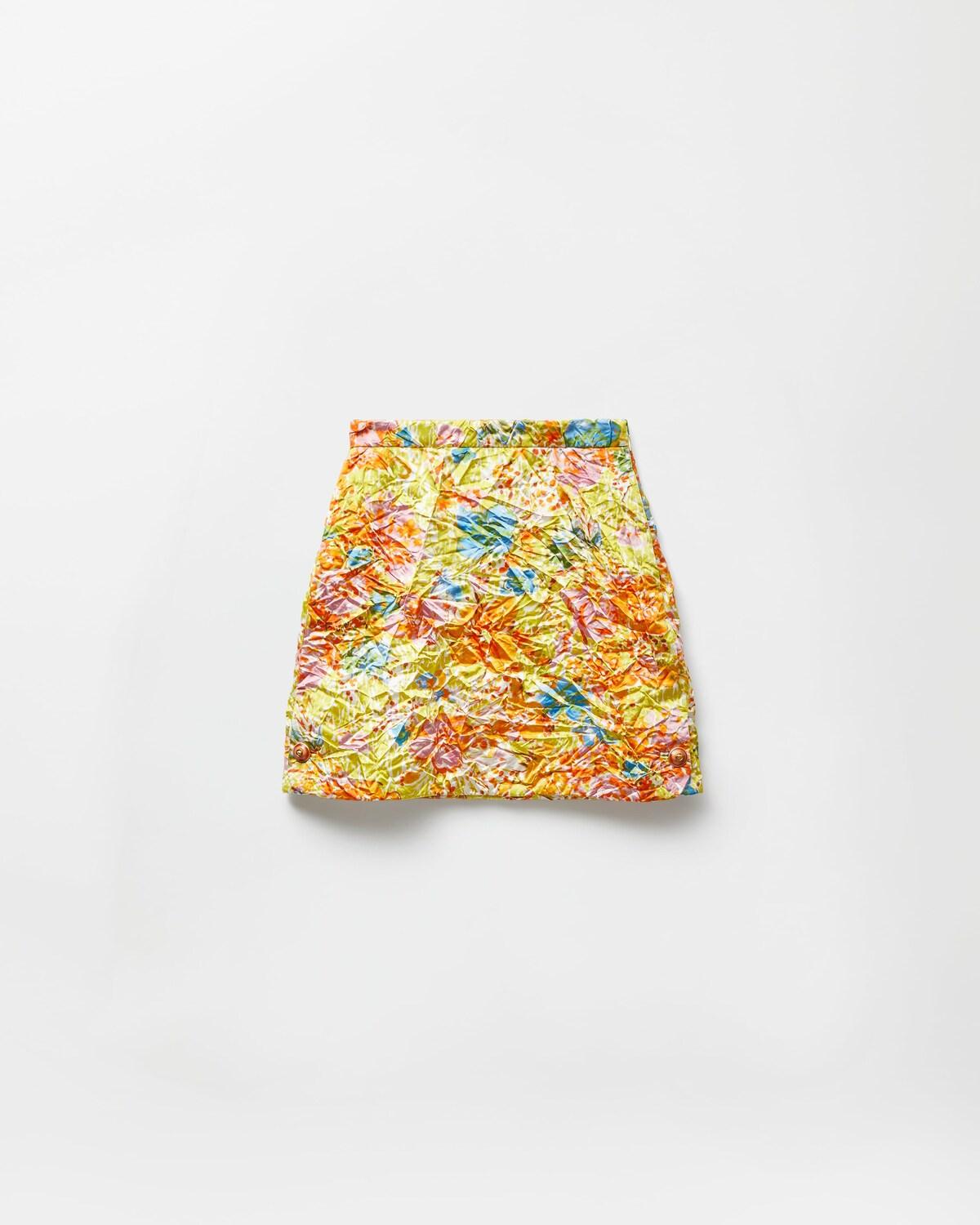 Printed Silk Duchesse Mini Skirt
