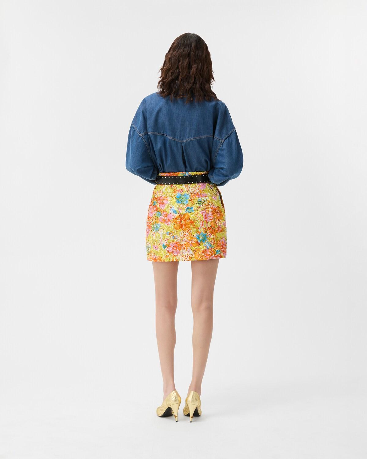 Printed Silk Duchesse Mini Skirt - Image 3