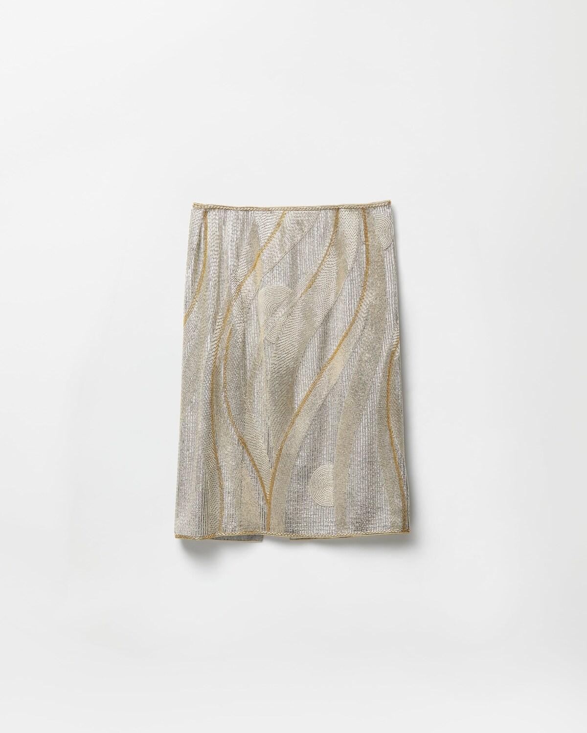 Embroidered Cr??pe de Chine Midi Skirt