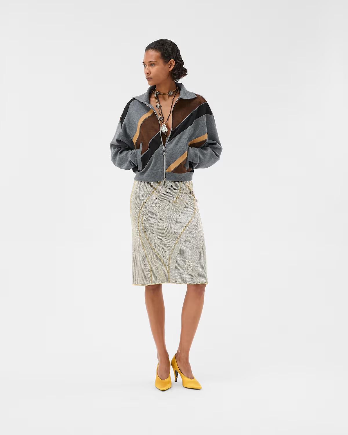 Embroidered Cr??pe de Chine Midi Skirt - Image 2