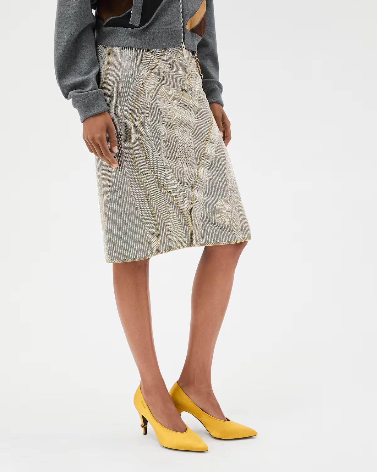 Embroidered Cr??pe de Chine Midi Skirt - Image 4