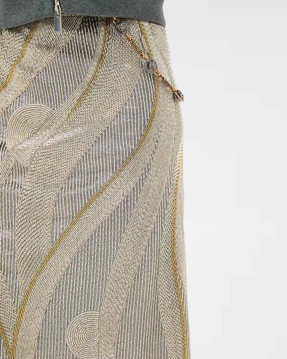 Embroidered Cr??pe de Chine Midi Skirt - Image 5