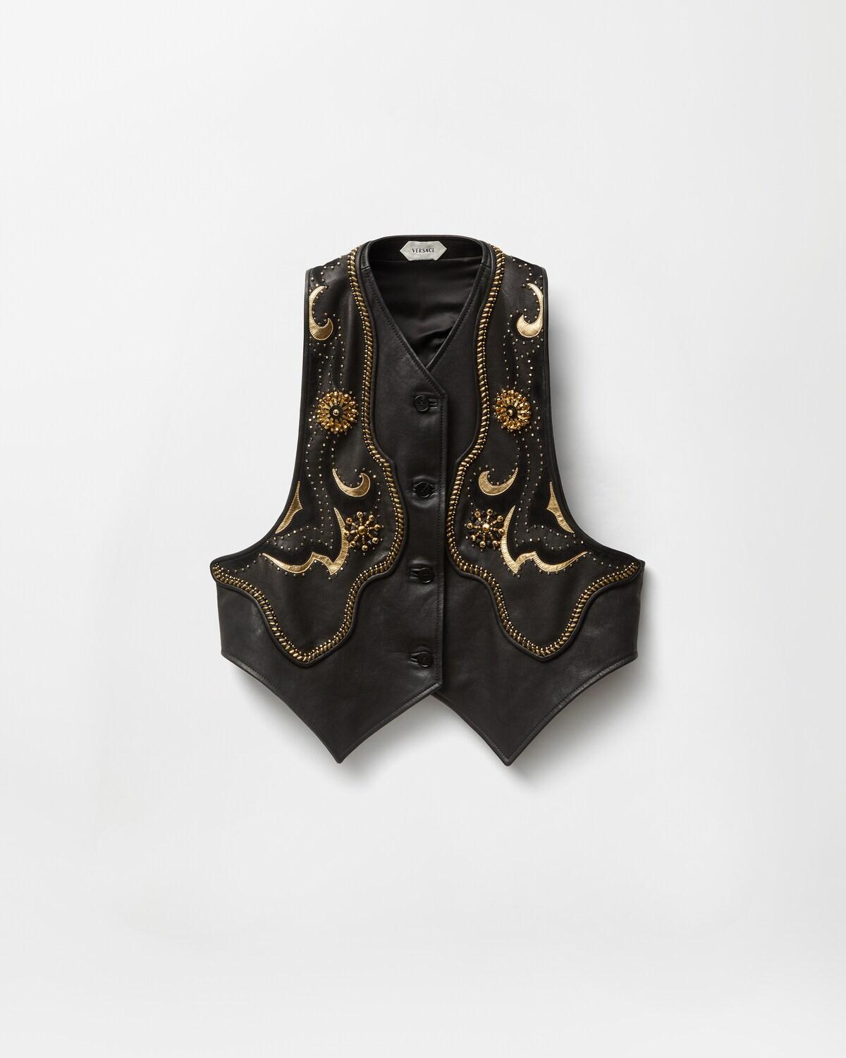 Embroidered Leather Vest