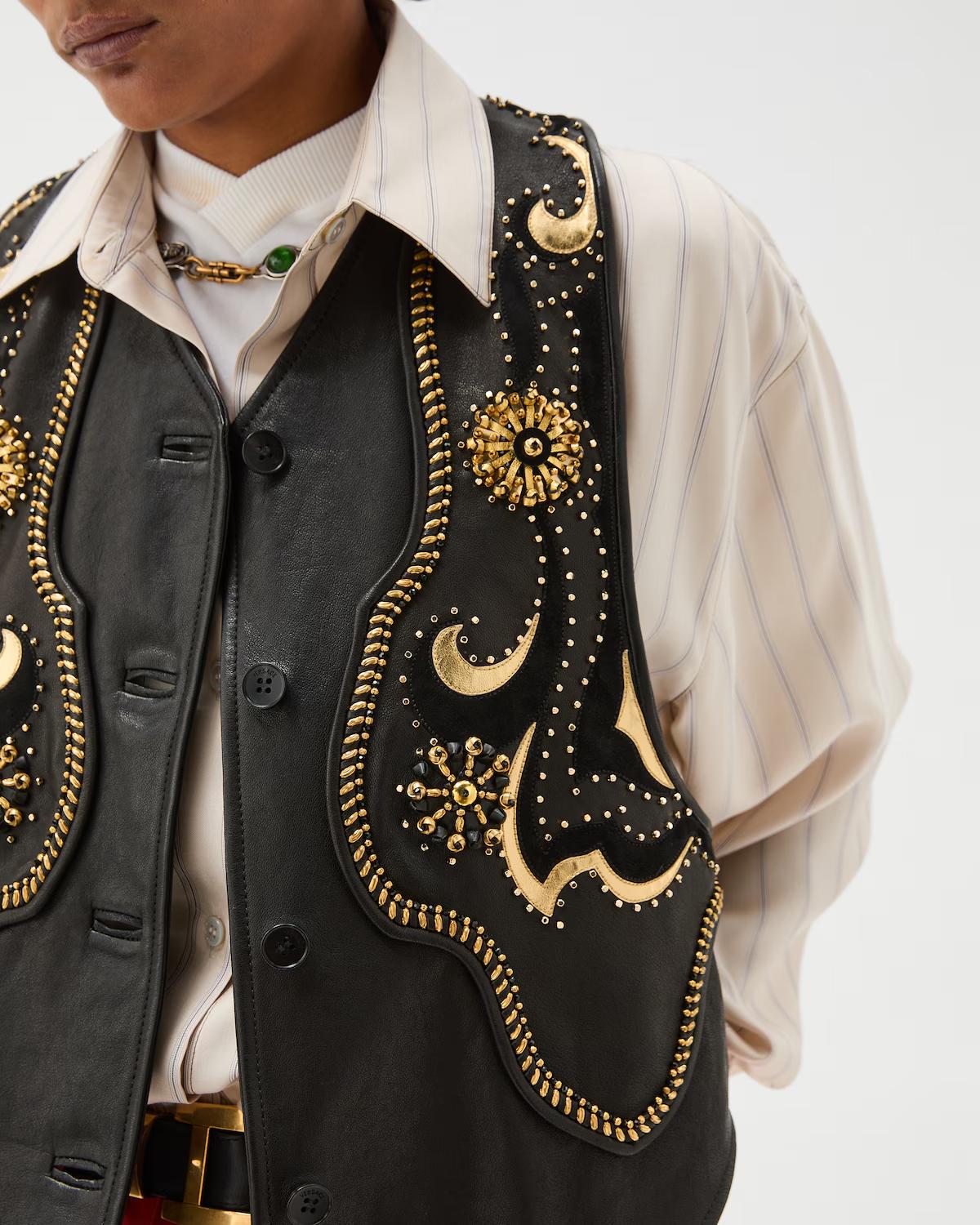 Embroidered Leather Vest - Image 5