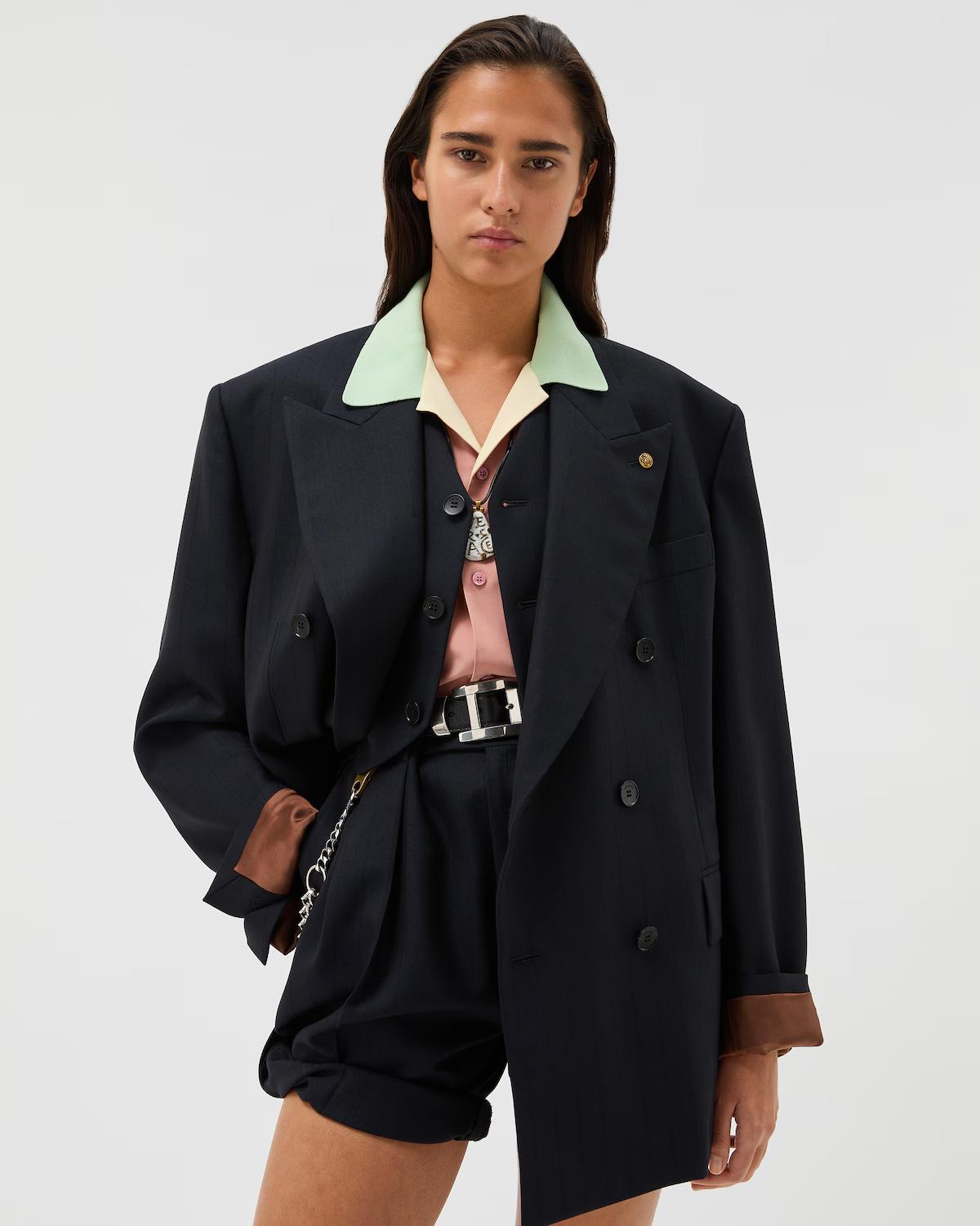 Pinstripe Wool Blazer - Image 2