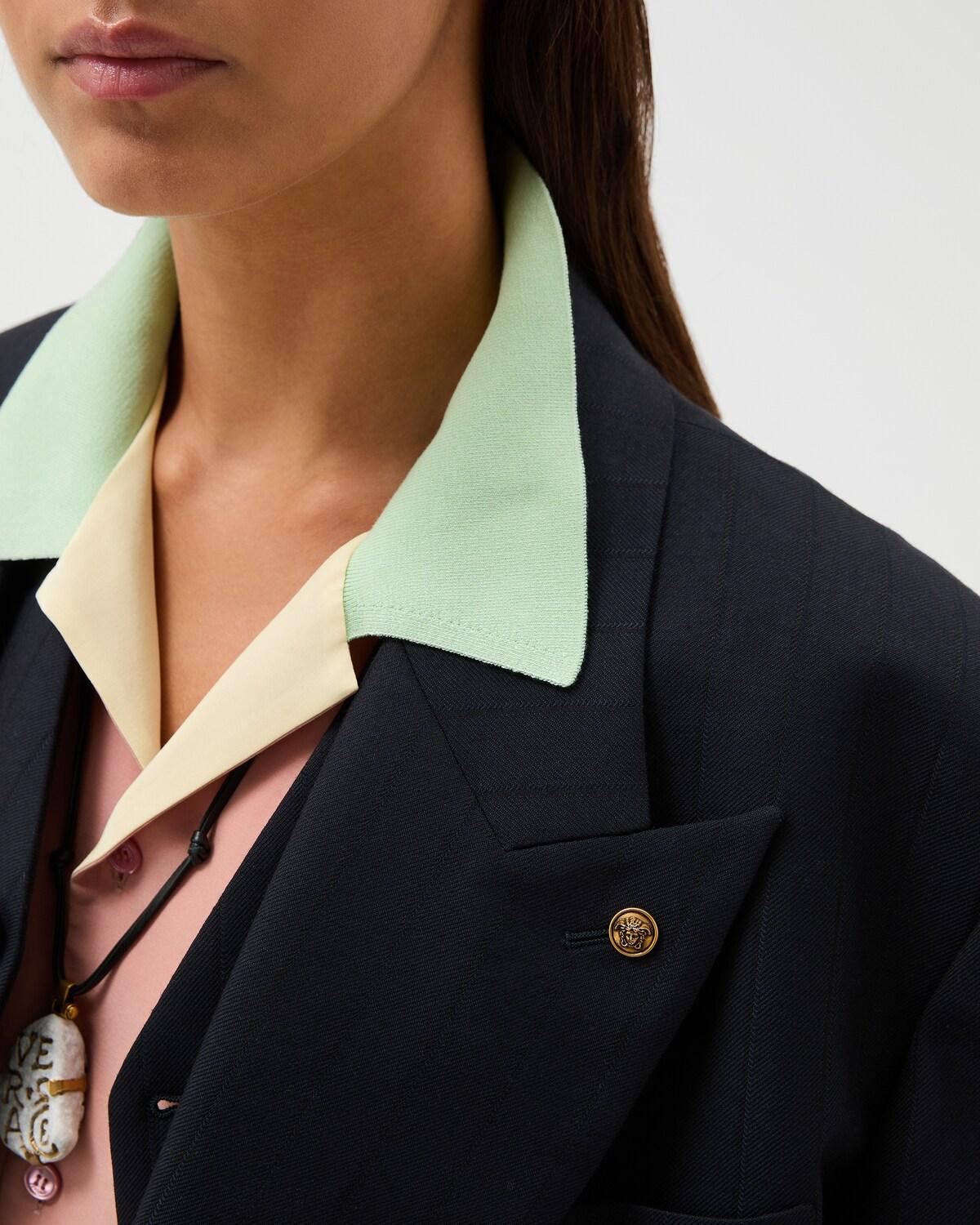 Pinstripe Wool Blazer - Image 5