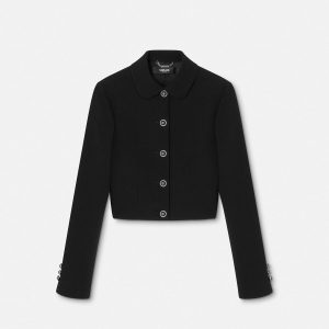 Double-Wool Cr??pe Crop Jacket