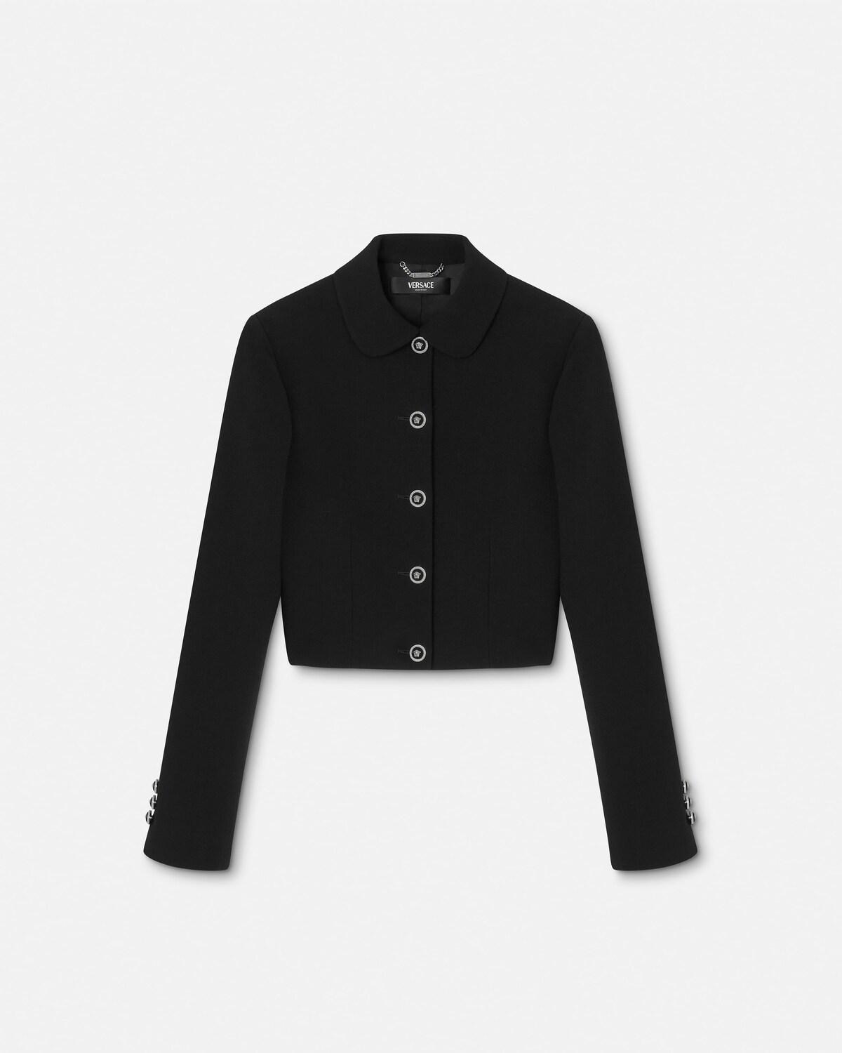 Double-Wool Cr??pe Crop Jacket